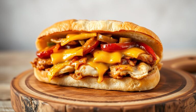 homemade chicken cheese steak