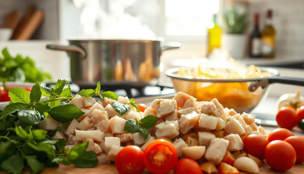 chicken spaghetti preparation